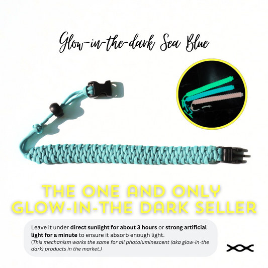 Glow-in-the-dark Sea Blue | TWW parachute cord strap