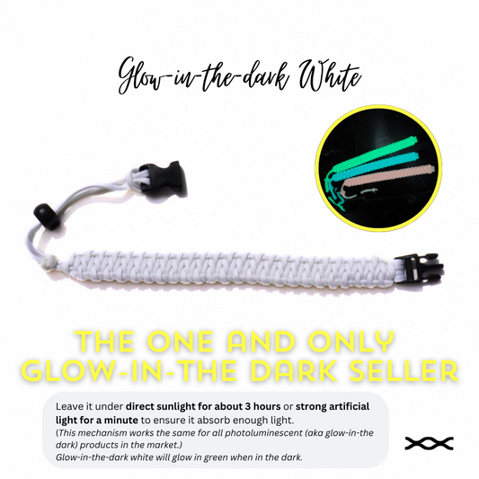 Glow-in-the-dark White | TWW parachute cord strap